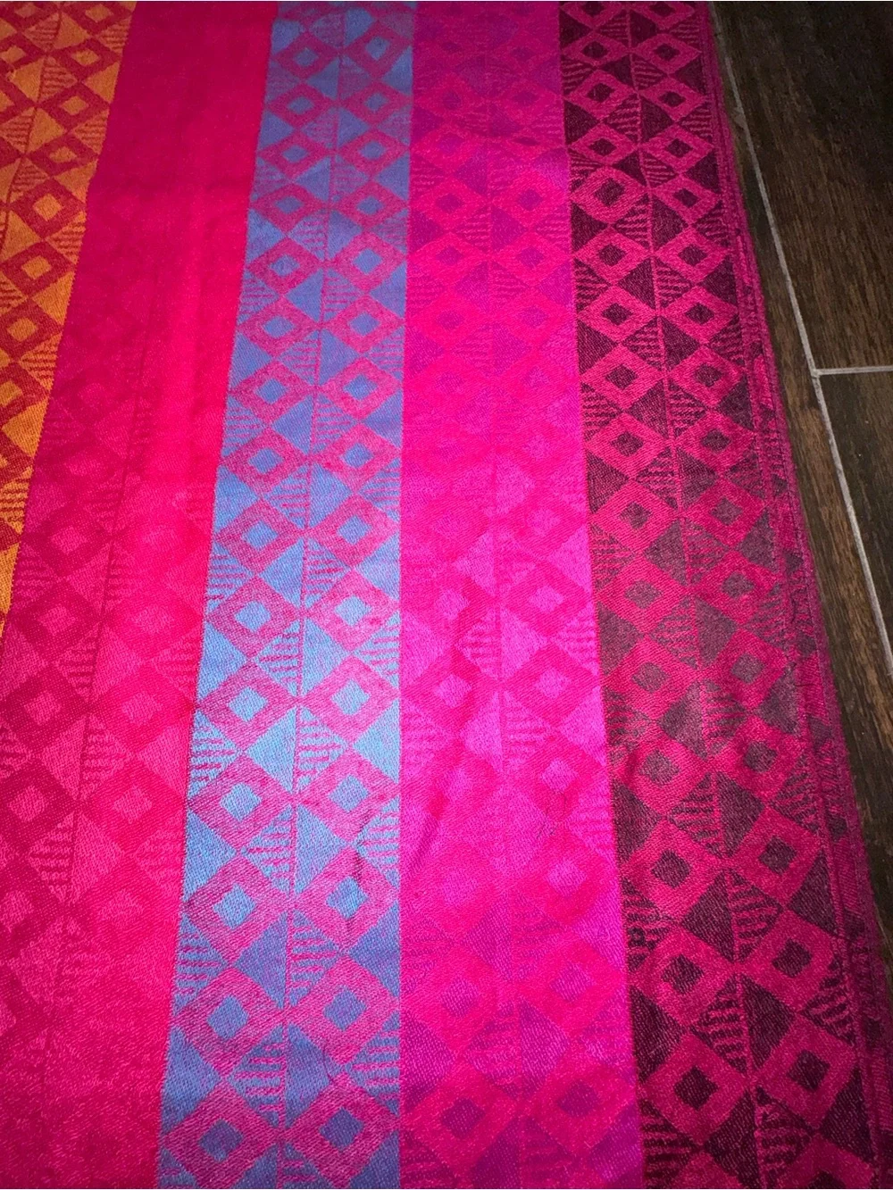 Vintage Handmade Mayan Pashmina Scarf Mexico Cotton Fringe